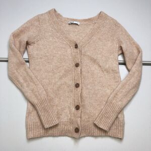 Pacas Womens Size Small Beige Alpaca Merino Wool Blend Cardigan Sweater